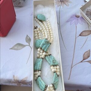 Elegant Turquoise and Cream Necklace